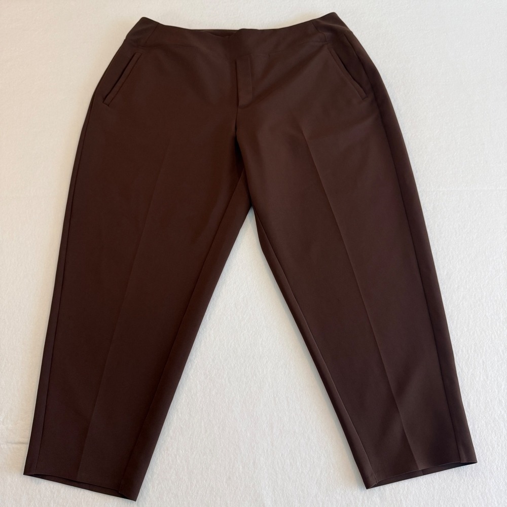 Athleta Brooklyn Ankle Pants Smooth Stretchy Tapered Women 18 Dark Brown